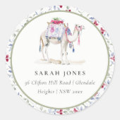 Tropisch marokkanischer Kamel Runder Aufkleber (Vorderseite)