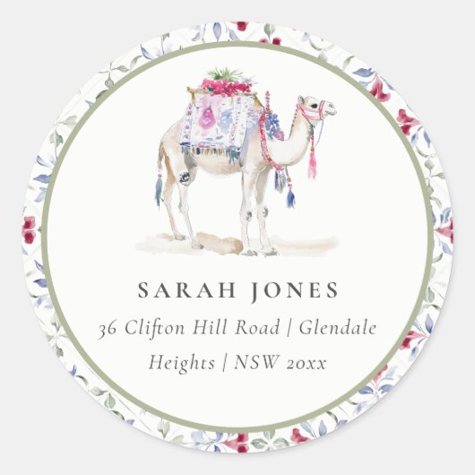 Tropisch marokkanischer Kamel Runder Aufkleber (Vorderseite)