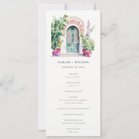 Tropisch-marokkanisches Hochzeitsprogramm Einladung (Vorderseite)