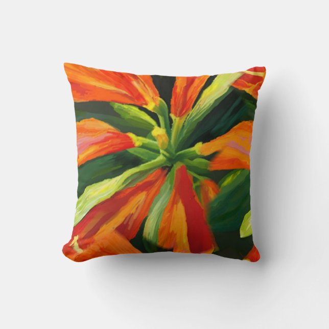 Tropisch. Orange Lily reversibel werfen Kissen (Vorderseite)