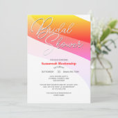 Tropisch orange rosa Schattige horizontale Streife Einladung (Stehend Vorderseite)