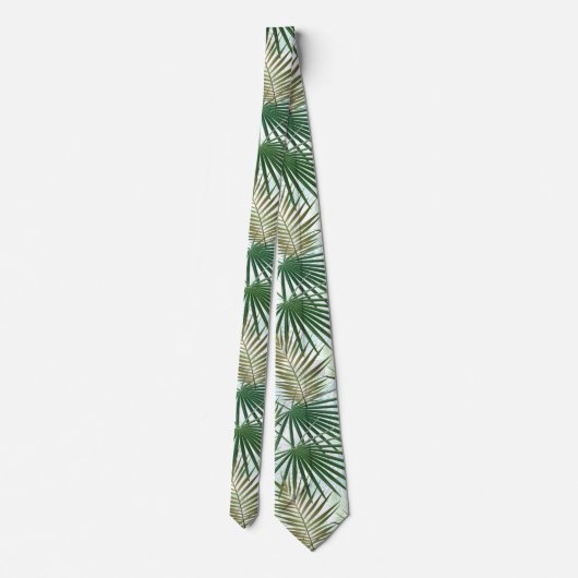 Tropisch-palmengrüne Blätter Krawatte (Rückseite)
