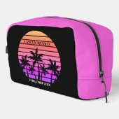 Tropisch Pink Black Palm Trees Custom Beach Girl Waschbeutel (Rechte Ecke)