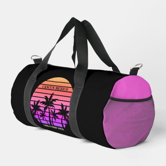 Tropisch Pink Black Palm Trees Custom Beach Trip Duffle Bag (Rechte Ecke)
