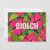 Tropisch Pink Blume Diolch Welsh Vielen Dank (Vorderseite)