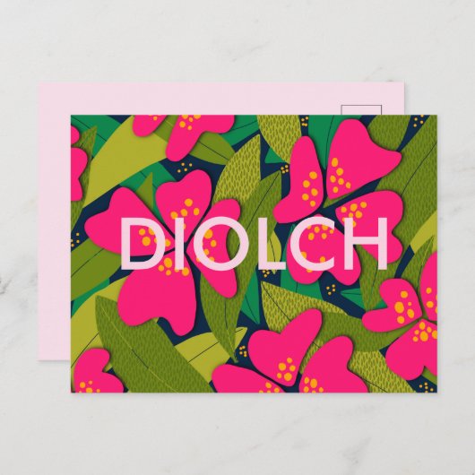 Tropisch Pink Blume Diolle Vielen Dank Postkarte (Vorne/Hinten)