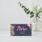 Tropisch Pink Gold Ananas Blauer Navy Blau Visitenkarte (Stehend Vorderseite)