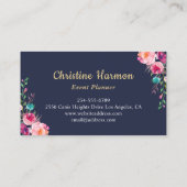 Tropisch Pink Gold Ananas Blauer Navy Blau Visitenkarte (Rückseite)