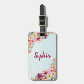 Tropisch Pink Hibiskus Blume Botanisch florale Gepäckanhänger (Vorderseite vertikal)