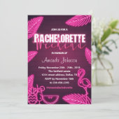 Tropisch Pink Neon Bachelorette Wochenende Einladu Einladung (Stehend Vorderseite)