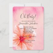 Tropisch Pink Peach Hibiskus Blume Babydusche Einladung (Vorderseite)