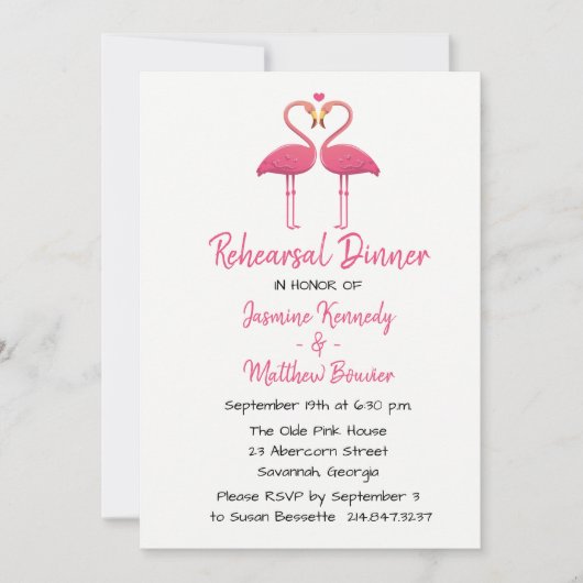 Tropisch Pink Probe Dinner Flamingo Wedding Einladung (Vorderseite)