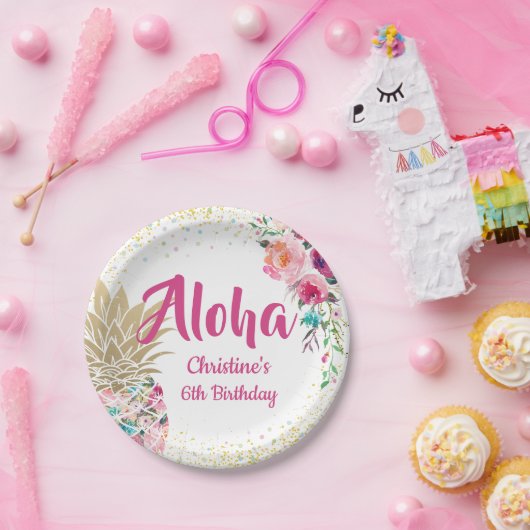 Tropisch rosa Ananas-Ananas-Teller Pappteller (Party)