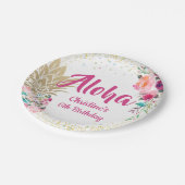 Tropisch rosa Ananas-Ananas-Teller Pappteller (Schrägansicht)