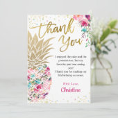 Tropisch rosa Ananas Dankeskarte (Stehend Vorderseite)