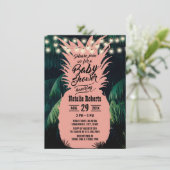 Tropisch rosa Ananas Palm Tree Baby Dusche Einladung (Stehend Vorderseite)