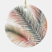 Tropisch rosa Blätter aus grünem Palm Keramik Ornament (Hinten)