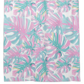 Tropisch-rosa Blätter Duschvorhang (Vorderseite)