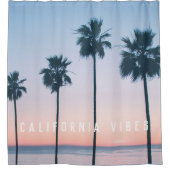 Tropisch rosa Blaue Palmen Sonnenuntergang Persona Duschvorhang (Vorderseite)