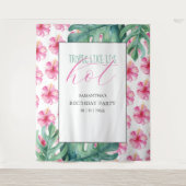 Tropisch rosa Blume Geburtstagsparty Hintergrund Wandteppich (Vorderseite)