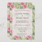 Tropisch-rosa Blume Hochzeit Einladung (Vorne/Hinten)
