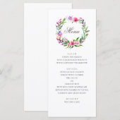 Tropisch rosa Blume. Hochzeit mit Blumen Menükarte (Vorne/Hinten)