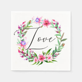 Tropisch rosa Blume in Aquarellfarbe. Blumenhochze Serviette