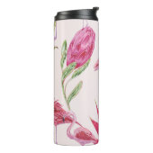 Tropisch rosa Blume, Protea, Paradiesvogel fl Thermosbecher (Nach links gedreht)