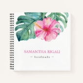 Tropisch rosa Blume und Grünpflanzen Personalisier Notizblock (Vorderseite)
