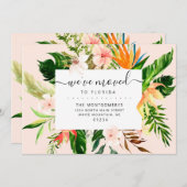 Tropisch rosa Blumengrün Florida Moving Ankündigung (Vorne/Hinten)