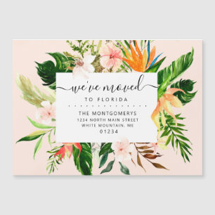 Tropisch rosa Blumengrün Florida Moving Magnetkarte