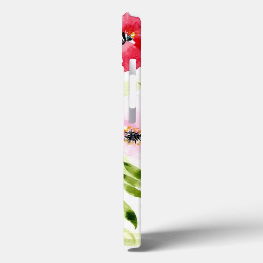 Tropisch rosa Blumenmohnmuster Case-Mate iPhone Hülle (Rückseite / Links)