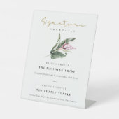 Tropisch rosa Blütensignatur Drinks Cocktails Sockelschild (Vorderseite)