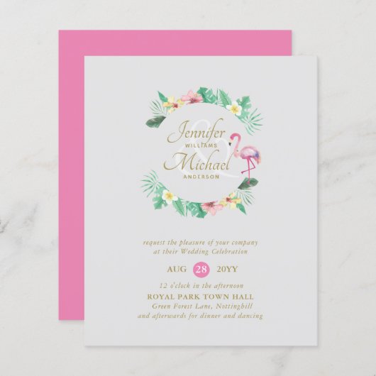 Tropisch rosa Brautparty oder Hochzeit (Vorne/Hinten)