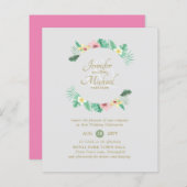 Tropisch rosa Brautparty per Post oder Hochzeit (Vorne/Hinten)