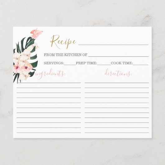 Tropisch rosa Brautparty Rezeptkarte (Vorderseite)