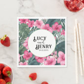 Tropisch rosa Feiertage Blumenzwiebeln Serviette (Beispiel)