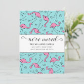 Tropisch rosa Flamingo auf Aqua Moving Ankündigung (Stehend Vorderseite)