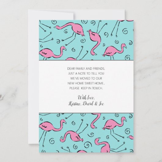 Tropisch rosa Flamingo auf Aqua Moving Ankündigung (Rückseite)