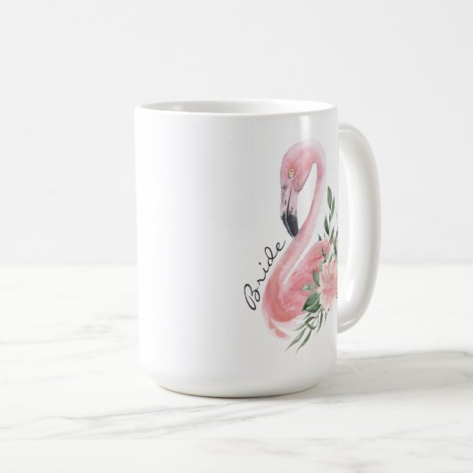 Tropisch rosa Flamingo Beach Wedding Bride Kaffeetasse (VorderseiteRechts)