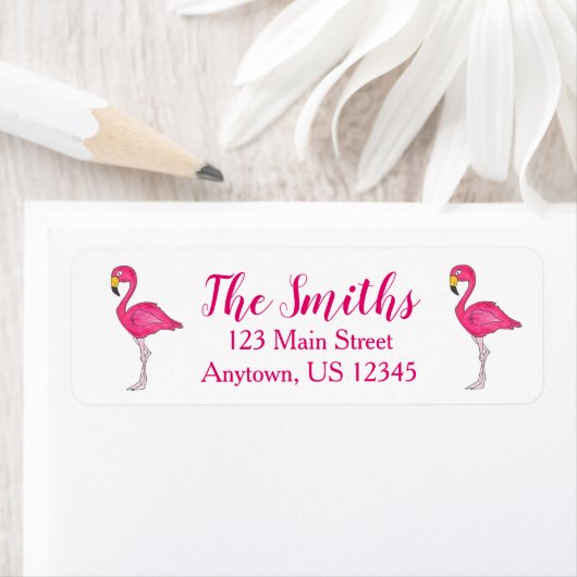 Tropisch rosa Flamingo Bird Address Label (Insitu)