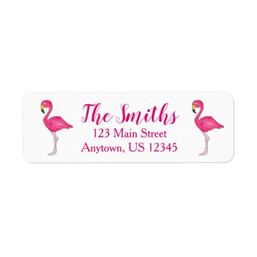Tropisch rosa Flamingo Bird Address Label (Vorne)
