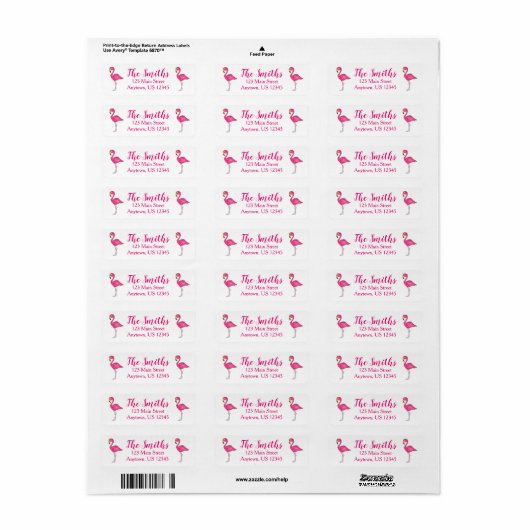Tropisch rosa Flamingo Bird Address Label (Vorne)