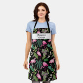 Tropisch rosa Flamingo Bird, Name hinzufügen, benu Schürze (Getragen)