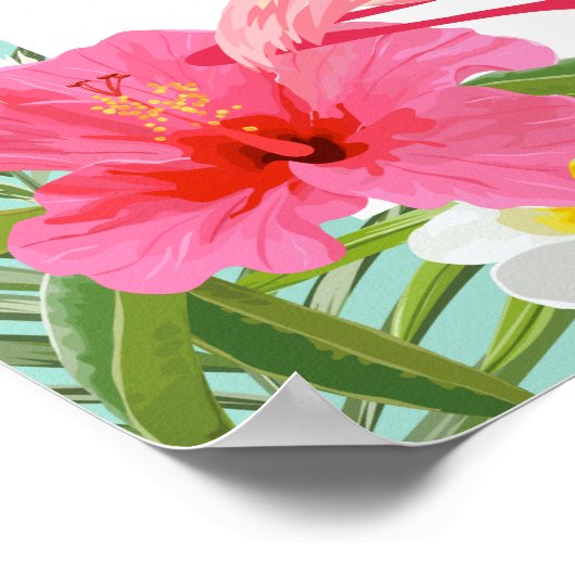 Tropisch rosa Flamingo Brautparty Begrüßungszeiche Poster (Ecke)