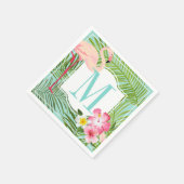 Tropisch rosa Flamingo Custom Aqua Monogram Letter Serviette (Ecke)