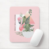 Tropisch rosa Flamingo Feminine Collage mit Namen Mousepad (Mit Mouse)