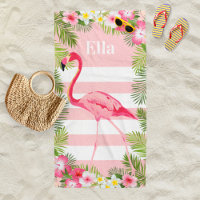 Tropisch rosa Flamingo Floral Custom Monogram