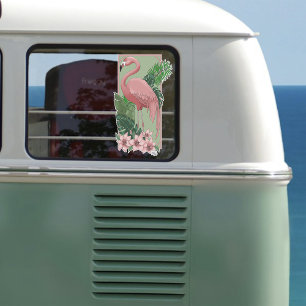 Tropisch Rosa Flamingo Grüne Palmwedel Lilie Aufkleber