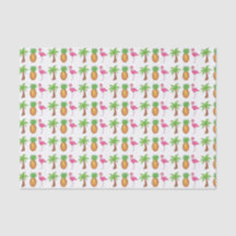 Tropisch rosa Flamingo Grüner Palmenbaum Ananas